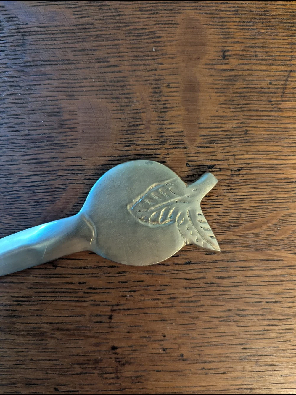 Brass Apple Motif Letter Opener Detailed Leaf Accent